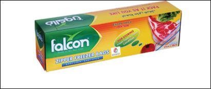 Falcon zipper freezer bags, clear, 30x27cm